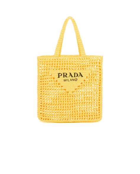 prada raffia tote bag yellow|Prada foldable shopping tote.